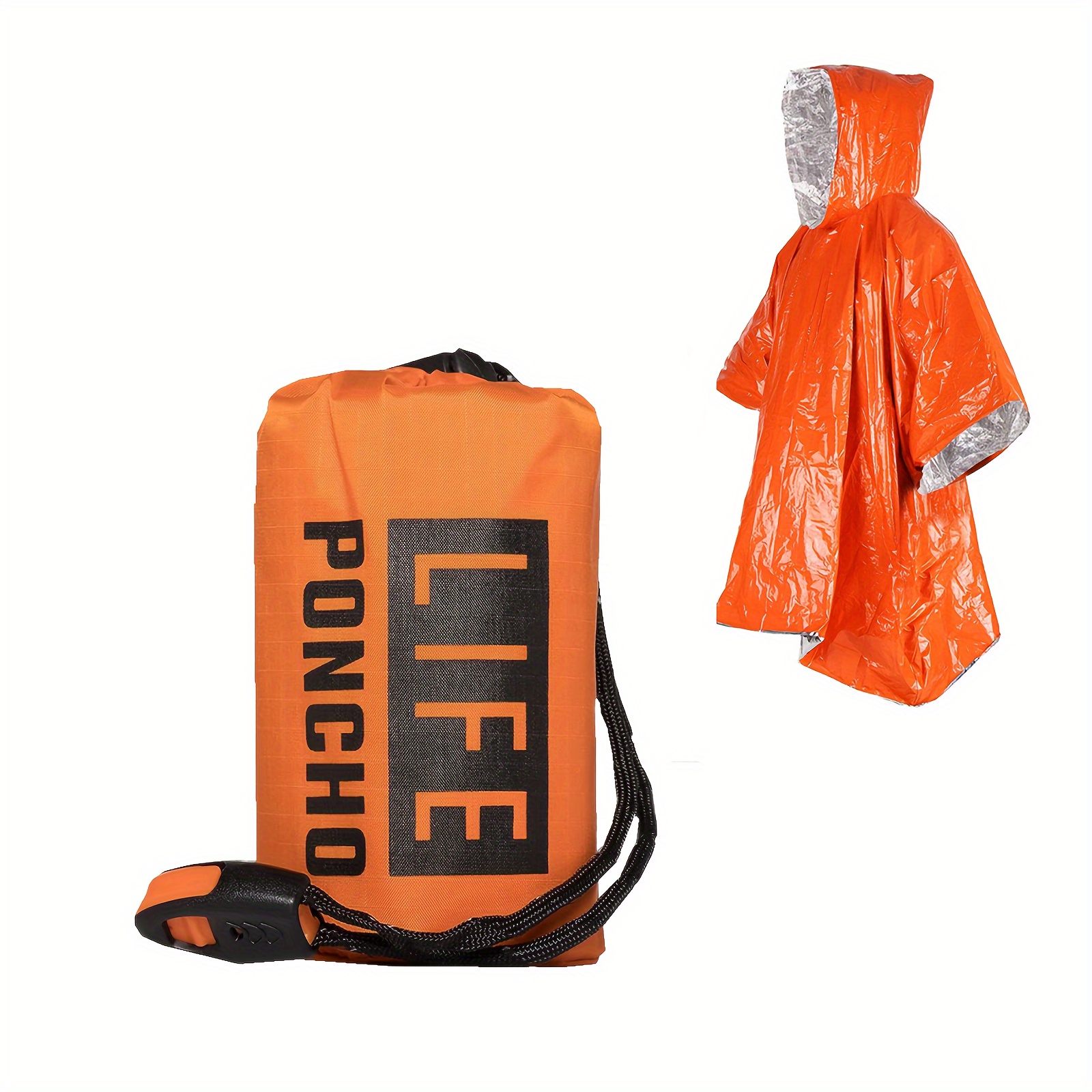 Survival Blanket Reflective - Notfall-Überlebens-Regenponcho, thermische Überlebens-Raumdecke, Regenmantel, wärmereflektierend, wasserdicht,